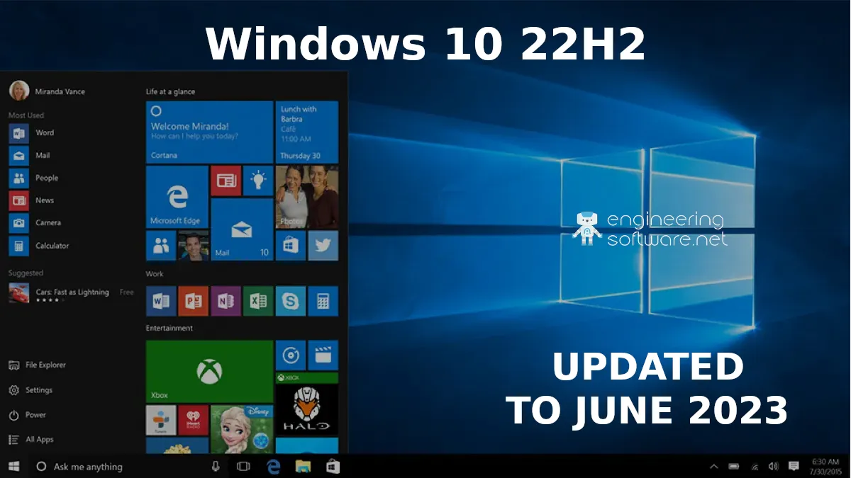 Windows 10 22h2 updated with Window Update until June 2023 pre-activated with a license